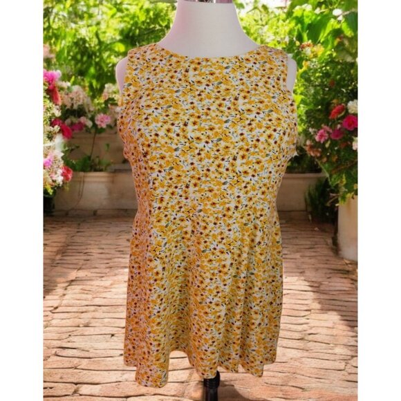 Yellow Floral Boho Summer Dress 3X Lightweight Sleeveless Forever 21+ - Picture 1 of 7